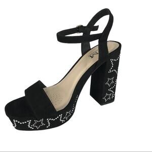 C'M Paris Sandals Heels Black Sequin Womens Size 39/ US 8